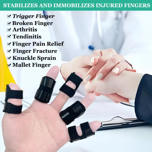 Vista 3 de Férula de dedo pequeño (2 unidades), férula para el pulgar Pinkie Finger Brace para roto, artritis, enderezamiento, lesiones, estabilizador