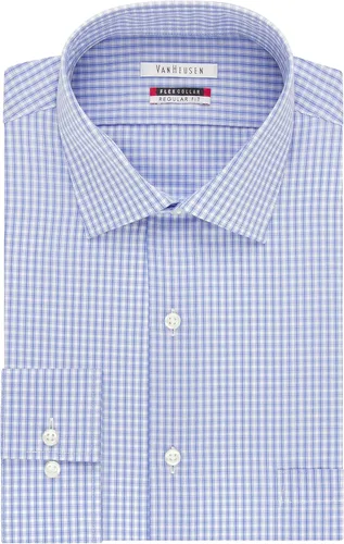 Vista 3 de Van Heusen Camisa de vestir para hombre, ajuste regular, cuello flexible, a cuadros