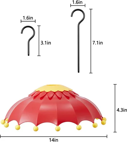 Vista 2 de Baffle para comedero de pájaros, cúpula de lluvia con 3 ganchos, adecuado para comederos de colibríes y comederos de aves silvestres, foso