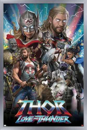 Vista 10 de Trends International Marvel Thor: Love and Thunder - Póster de pared increíble, 14.725 x 22.375 pulgadas, versión enmarcada de madera de granero