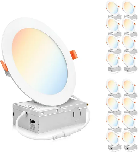 Vista 11 de PARMIDA (Paquete de 12) Luz de techo empotrable LED de 6 pulgadas ultradelgada con caja de conexiones, 12 W, luz de panel delgada de oblea sin 3000K