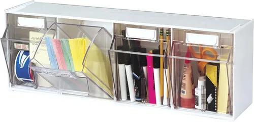 Vista 9 de Deflecto Papeleras inclinables, 3 cubos entrelazados, 24 "x 7" x 9.5 ", blanco (20303OP)