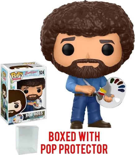 Vista 5 de Funko Pop! Television: Bob Ross - Figura de vinilo de The Joy of Painting #524 (incluye funda protectora de caja pop)