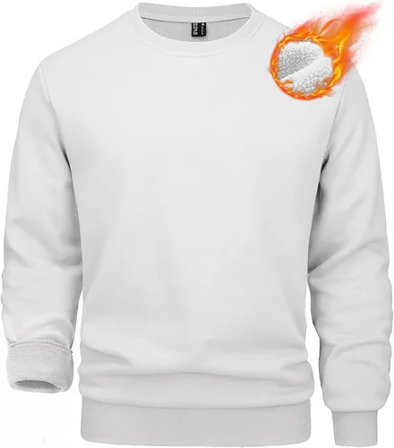 Vista 106 de MAGCOMSEN Sudadera de cuello redondo para hombre de manga larga casual cálida de forro polar