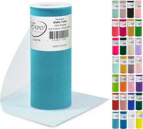 Vista 16 de Expo International Tul mate decorativo, tela de tul de poliéster ligero para tutús, disfraces y decoraciones de fiestas, lavable, fácil de usar, 6