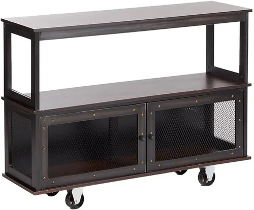 Vista 5 de The Lakeside Collection Carritos de buffet con ruedas de estilo industrial - Negro