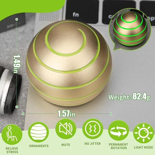 Vista 4 de Dilabnba Kinetic Spinner - Bola de juguete de metal para niños y adultos, cuerpo completo, ilusión óptica, alivio del estrés, giroscopio, regalo