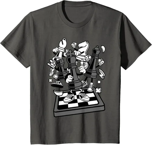 Vista 43 de Figura cómica Camiseta de tablero de ajedrez jugador de ajedrez Azul Marino