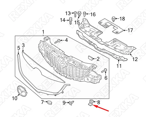 Vista 4 de Rexka Tuerca de ojal para rejilla KD4550ES1 compatible con Mazda 3, Mazda 6, CX-3, CX-5, CX-9