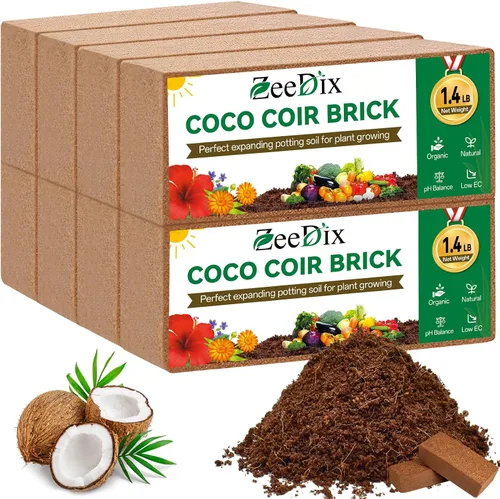 Vista 10 de ZeeDix 2 piezas de ladrillos de coco para plantas, fibra de coco 100% orgánica para tierra de jardín y mezcla de macetas, bajo equilibrio de EC