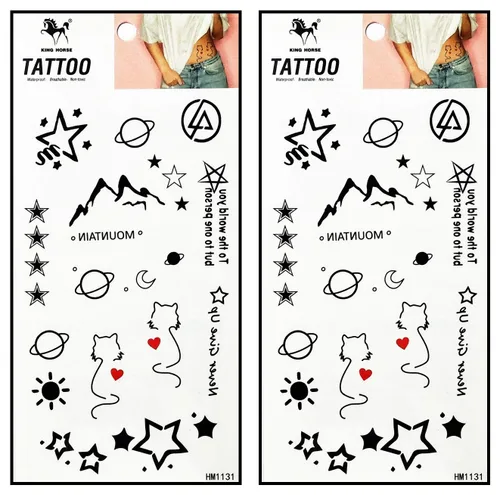 Vista 4 de Tatuajes 2 hojas hermosas rosas negras enredaderas temporales tatuajes adhesivos falsos cuerpo brazo pecho hombro tatuajes para hombres