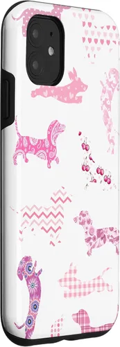 Vista 3 de Funda para iPhone 11 rosa boho Dachshund Doxie