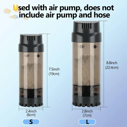 Vista 7 de AQQA Filtro de lecho móvil fluidizado con esponja, bio filtro sumergible para acuario con piedra de aire para camarones y tanques de reproducción