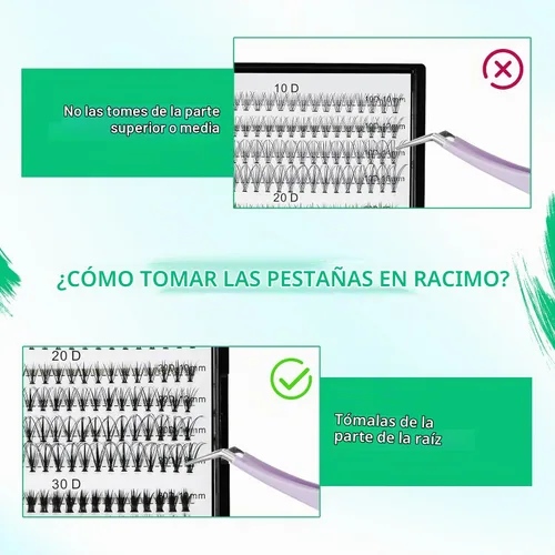 Vista 7 de Bodermincer Extensión de pestañas 240 unidades, rizado D, 10D+20D+30D, 10-16 mm/12-18 mm mezclado, racimo individual de pestañas postizas