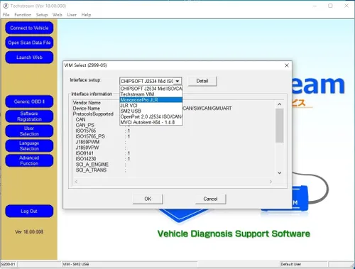 Vista 6 de Mini VCI J2534 Cable V18.00.008 última versión, adaptador de escáner de conector de cable OBD2 apto para TIS Techstream Programación Cable