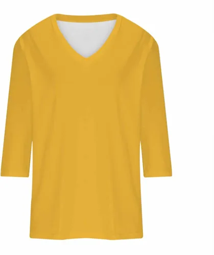 Vista 4 de Women Summer 34 Length Sleeve Tops 2024 Trendy Solid Color V-Neck Blouse Tunic Causal Oversiezd Vacation Clothes