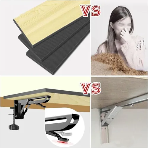 Vista 4 de Y&J Bandeja para teclado, mesas plegables sin perforaciones, cajón para debajo de la mesa, abrazadera ergonómica para bandeja de extensión
