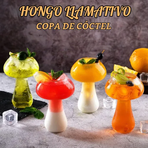 Vista 6 de WHJY Vasos de vidrio de setas, copas creativas para cócteles, copas de hongos, copa de vino, copa de copa de vidrio, vasos de Martini divertidos