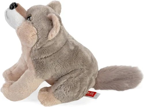 Vista 3 de Wild Republic Wild Calls Wolf, auténtico sonido de animal, animal de peluche, 8 pulgadas, regalo para niños, juguete de peluche, botellas de agua