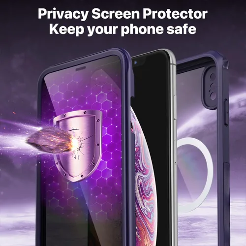 Vista 22 de CENHUFO Funda de privacidad para iPhone 11 Pro, funda de cuerpo completo con protector de pantalla de privacidad de vidrio templado 9H integrado