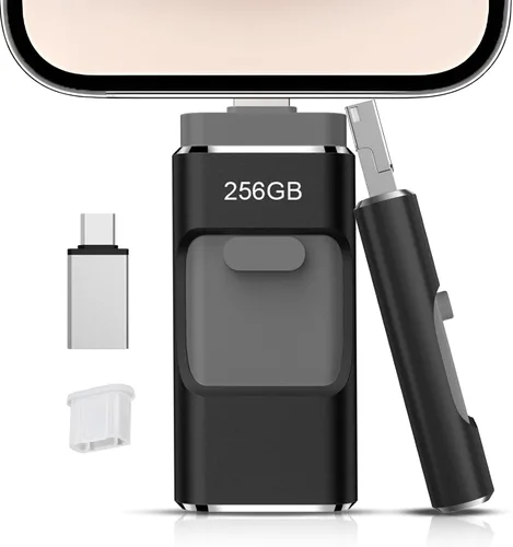 Vista 16 de Unidad flash de 256 GB [no requiere aplicación] diseñada para teléfono, tableta, Android y computadoras, lápiz fotográfico 4 en 1