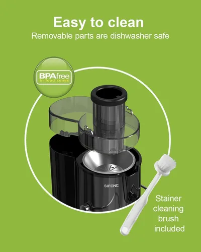 Vista 5 de SIFENE Exprimidor centrífugo con boca de 3 pulgadas de ancho, extractor de jugo compacto para frutas y verduras, 3 velocidades de control de alta