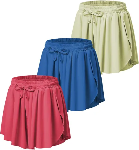 Vista 9 de Pantalones cortos fluidos con diseño de mariposa para niñas, pantalones cortos deportivos para niños pequeños y jóvenes con forro 2 en 1