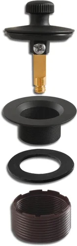 Vista 4 de Kit de ajuste de drenaje de bañera de elevación y giro, placa de desbordamiento de dos agujeros con dos tornillos a juego, fácil de instalar, negro