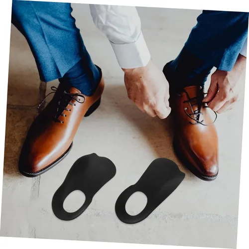Vista 6 de 1 par de plantillas ortopédicas para hombres y mujeres, plantillas ortopédicas para alivio plantar, soporte de arco alto, color negro