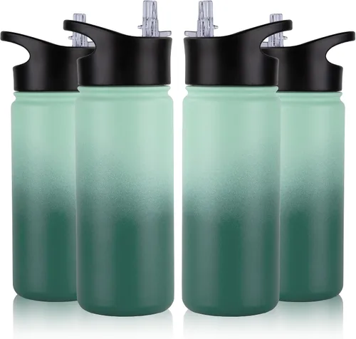 Vista 20 de Botella de agua aislada de 64 onzas con tapas de pajita y boquilla, jarra de agua de acero inoxidable de medio galón con mango de paracord, vacío