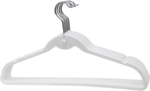 Vista 4 de Cascade perchas con ganchos giratorios, de acero, diseño delgado y resistente que ahorra espacio Stackable hangers Steel Swivel Hooks -Slim, Blanco