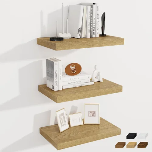 Vista 42 de Fun Memories Pequeños estantes flotantes para pared, estantes cuadrados de pared de 8 pulgadas con soportes invisibles, estantes negros para baño