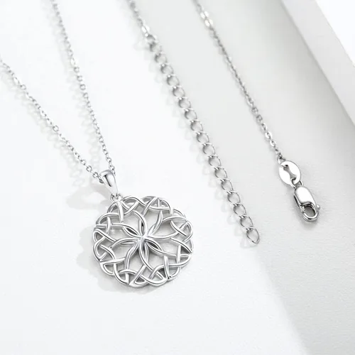 Vista 2 de VOVEAT Celtic Knot Necklace 925 Sterling Silver Good Luck Celtic Necklace Amulet Protection Necklace Birthday Valentines Day Gifts Amulet Protection