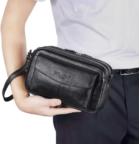 Vista 3 de Hebetag Cartera de cuero para hombre, organizador de muñeca