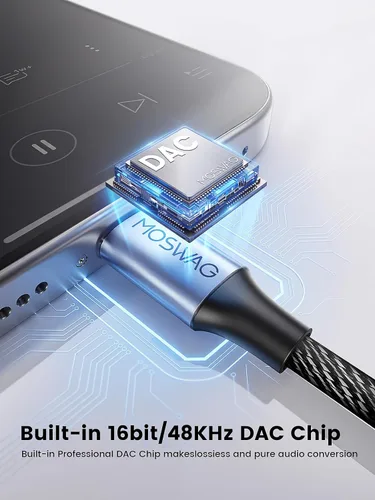 Vista 3 de MOSWAG Cable auxiliar de audio USB C a 0.138 in de 3.3 pies, auxiliar a USB C, tipo C a 0.138 in, cable estéreo de automóvil compatible con iPhone