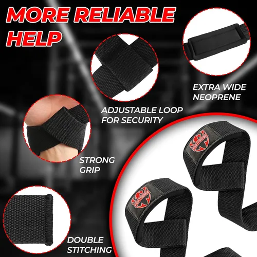 Vista 2 de FIGHTSENSE - Correas de elevación para levantamiento de pesas, correas de muñeca de gimnasio para hombres y mujeres, correas de levantamiento
