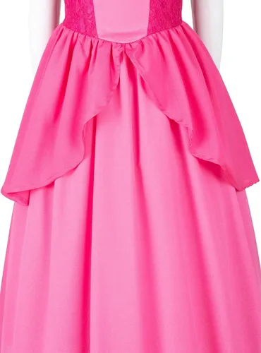 Vista 5 de Vestido de princesa rosa para niñas, disfraz de princesa para niñas pequeñas, vestido con accesorios