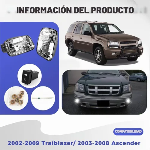 Vista 6 de luces antiniebla para 2002 2003 2004 2005 2006 2007 2008 2009 Trailblazer/ 03-08 Ascender, juego de luces antiniebla para parachoques delantero