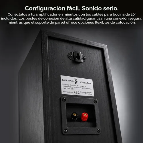 Vista 6 de Dayton Audio Par de altavoces para estantería Classic B40 (negro)