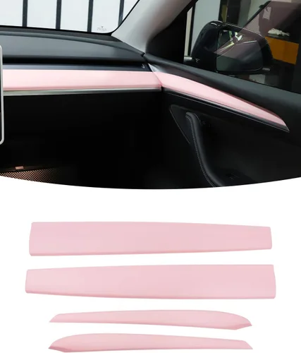 Vista 10 de KKTR-CAR Cubierta de tablero y cubierta de panel de reposabrazos interior de la puerta delantera, compatible con Tesla Model 3 2021-2023 Model Y