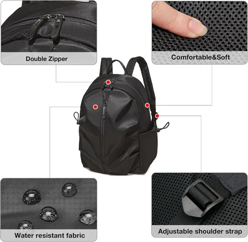Vista 3 de LAORENTOU Backpack For Women Waterproof Backpack Purse Lightweight Travel Backpack Sports Backpack Nylon Backpacks (01 Black)