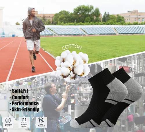 Vista 4 de Ortis Calcetines de corte bajo para hombre, cojín de algodón, absorbe la humedad, malla ventilada, entrenamiento para correr