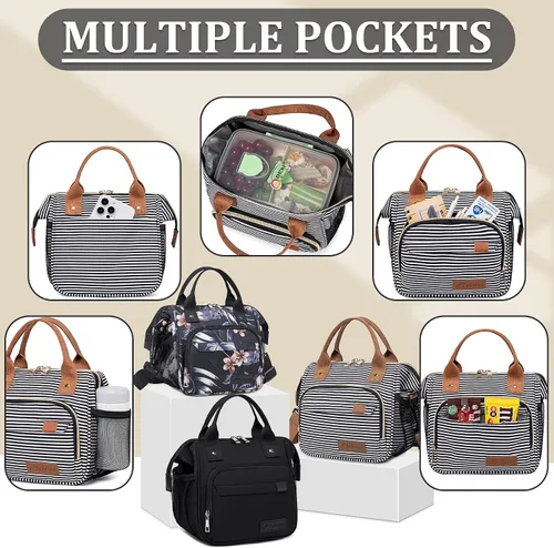 Vista 9 de TuErCao - Bolsa de almuerzo pequeña, ligera y aislada para mujer; para trabajo, portátil, suave enfriador para pícnic, viajes, viajes por carretera