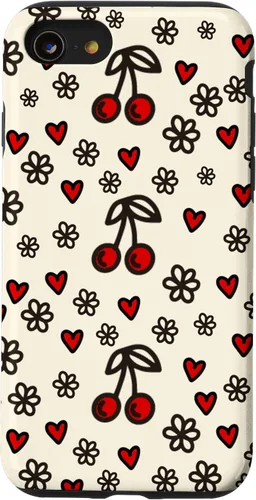 Vista 18 de Carcasa para iPhone 16 con diseño de cerezas, cerezas, diseño de corazón de San Valentín, color rojo