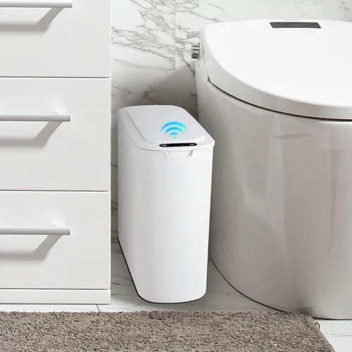 Vista 10 de Cesun Cubo de basura negro con sensor de movimiento automático para baño con tapa, cubo de basura sin contacto de 2.6 galones, cubo de basura