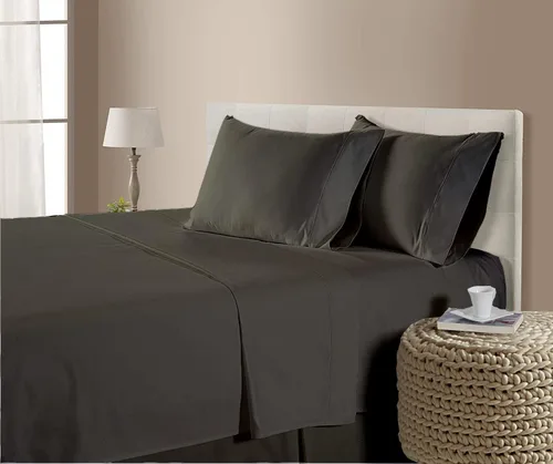 Vista 12 de Juego de ropa de cama de 800 hilos, 4 piezas, 100% algodón egipcio, color negro, juego de ropa de cama de algodón de fibra larga, tejido de satén
