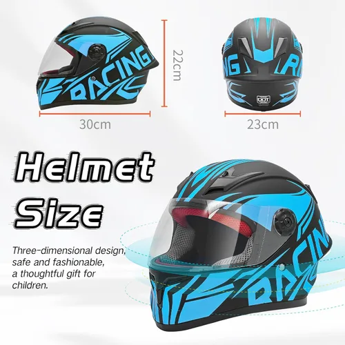 Vista 7 de Cascos de motocicleta para niños, adolescentes, moto, scooter, BMX, cuatro ruedas, cascos de cara completa para niños y niñas, aprobado por el DOT