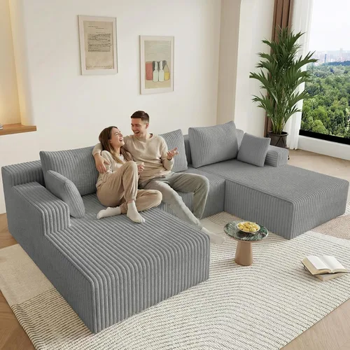 Vista 97 de Lakifun Sofá en Forma de L de 107" con Otomana, Seccional Modular Moderno Sofá Cómodo en Forma de U Nube, Asiento Profundo, Chaise Longue Cama