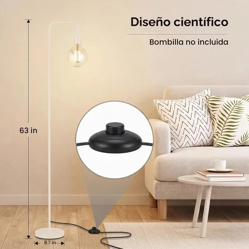 Vista 5 de Lámpara de pie BoostArea Kahki de 63 pulgadas, lámpara de pie moderna y bonita, lámpara de pie de metal, enchufe E26, interruptor de Caqui