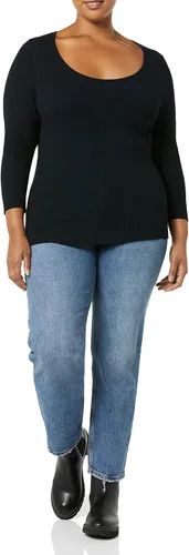 Vista 3 de Tienda Essentials Women's Fine Gauge Stretch Scoop Neck Long-Sleeve Sweater (Available in Plus Size)